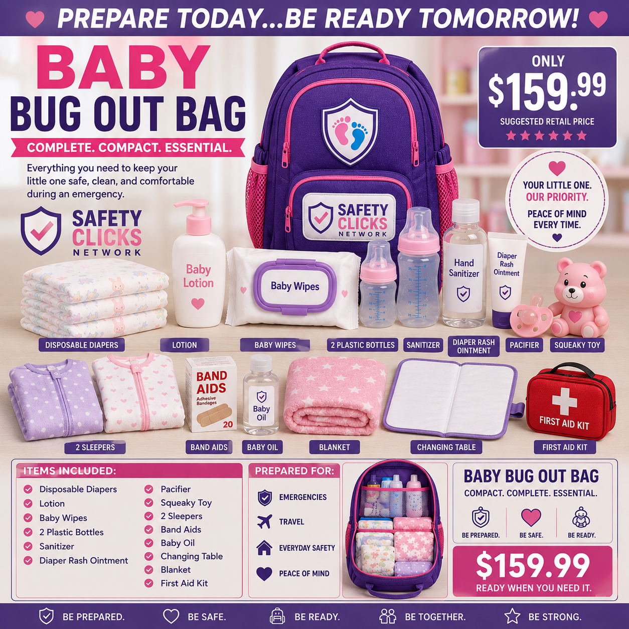 Baby Bug Out Bag — All-in-One Emergency Baby Essentials Backpack